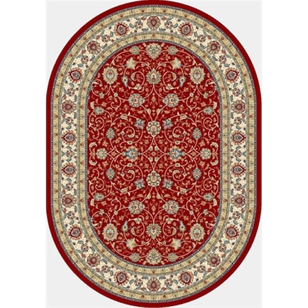 Ancient Garden 5 Ft. 3 In. X 7 Ft. 7 In. Oval 57120-1464 Rug - Red/Ivory